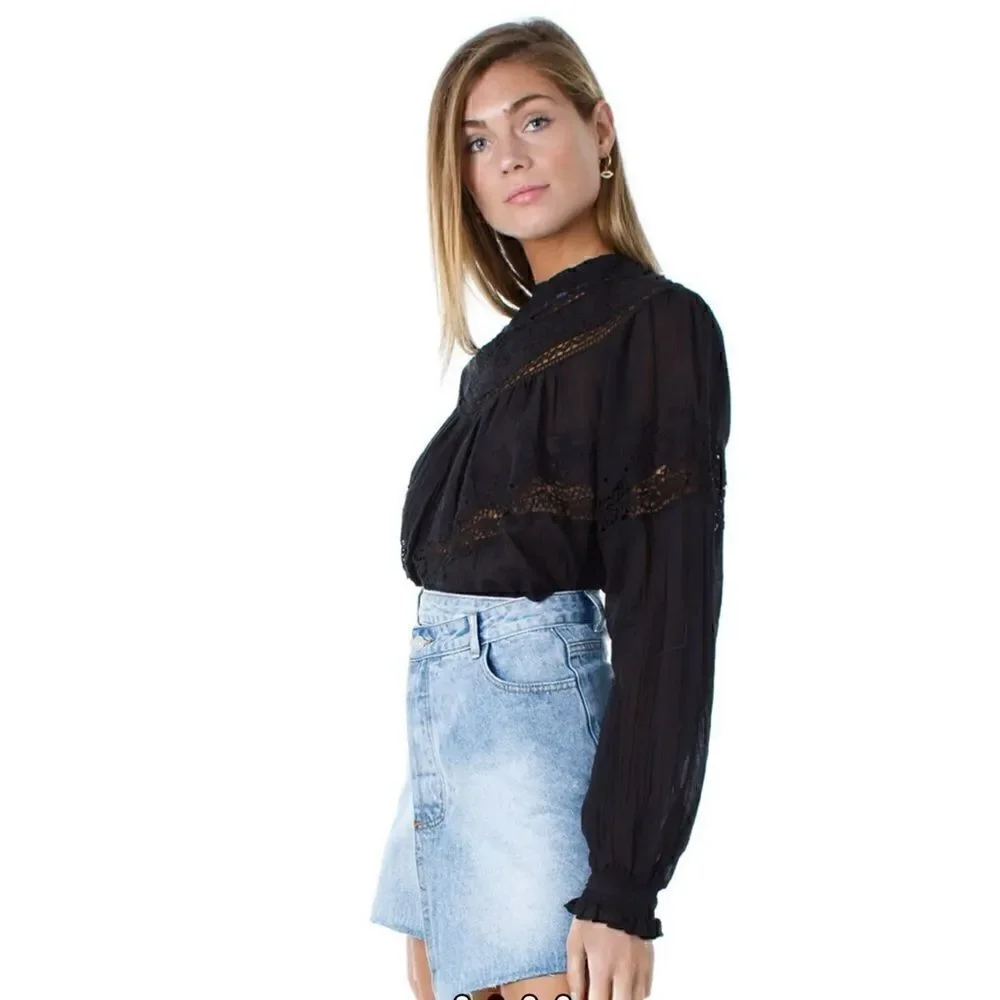 FREE PEOPLE ABIGAIL VICTORIAN TOP Size S